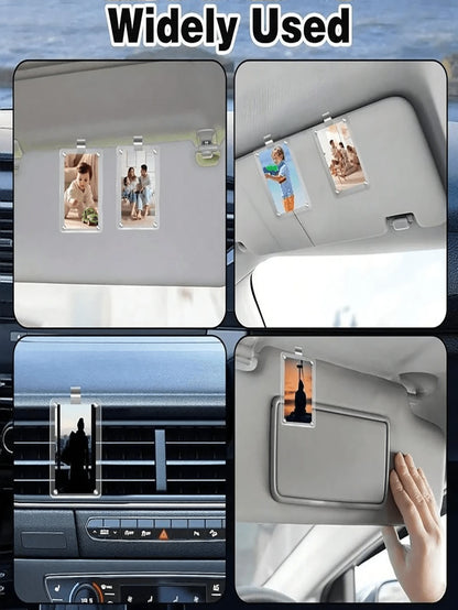 Magnetic Sun Visor Clip- Transparent Acrylic Photo Holder, Car Sun Visor Photo Frame Clip. Easy To Install Car Accessory, Personalized DIY Car Decoration Photo Frame, Couple Gift, Pet/Family Memorial