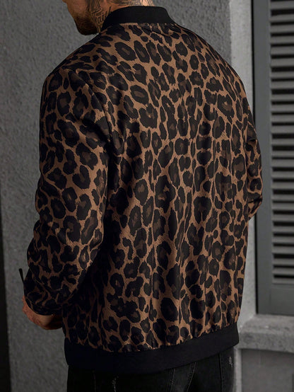 Manfinity CasualCool Men's Plus Size Leopard Print Jacket