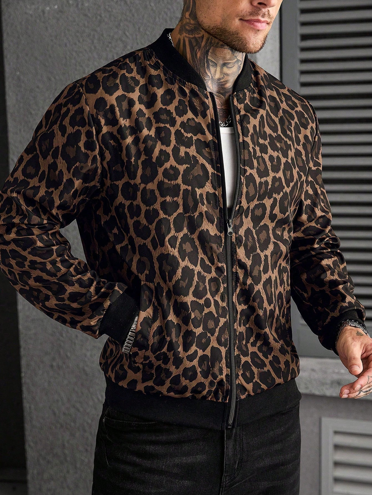 Manfinity CasualCool Men's Plus Size Leopard Print Jacket