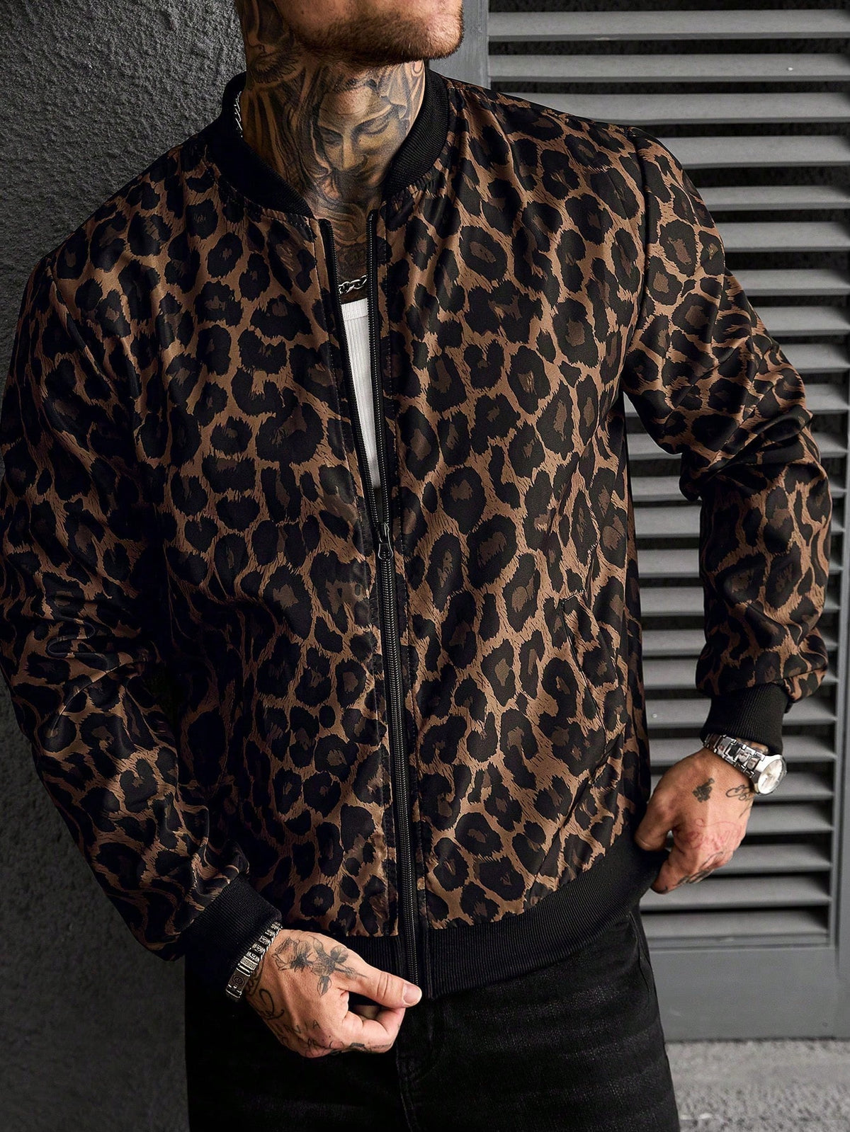 Manfinity CasualCool Men's Plus Size Leopard Print Jacket