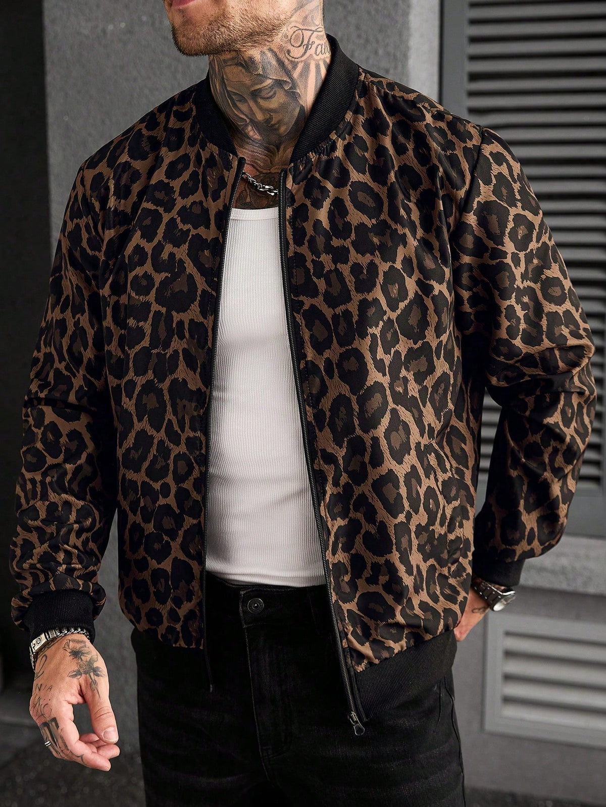 Manfinity CasualCool Men's Plus Size Leopard Print Jacket