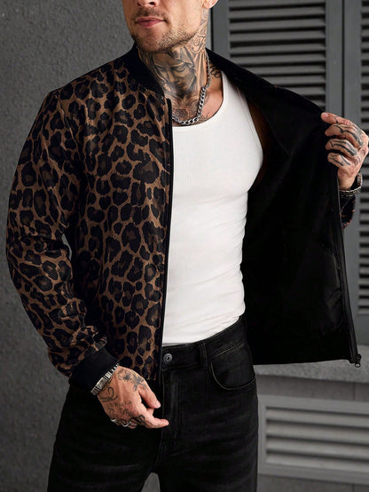 Manfinity CasualCool Men's Plus Size Leopard Print Jacket