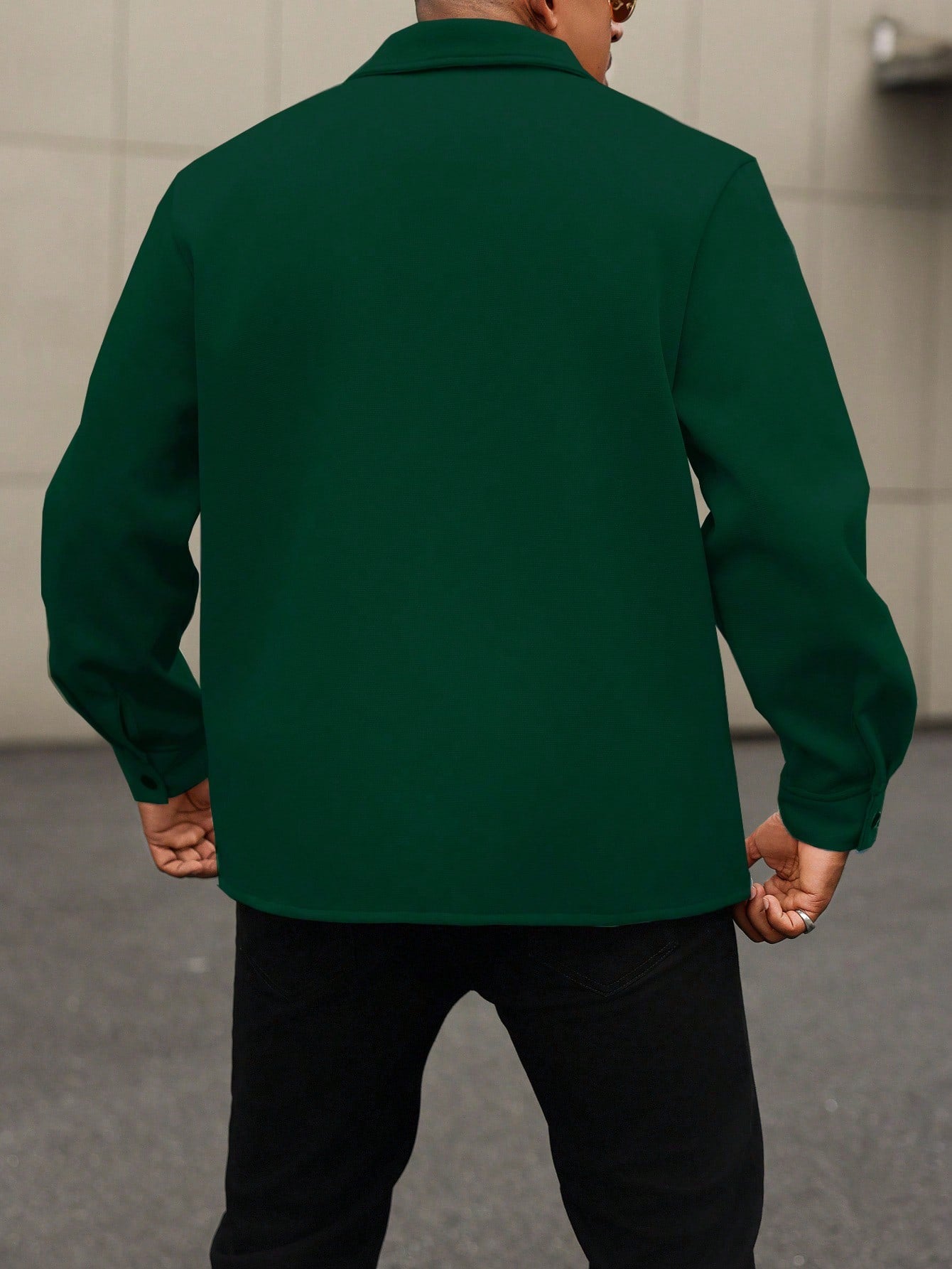 Manfinity Homme Plus Size Men's Solid Color Long Sleeve Wool Shacket