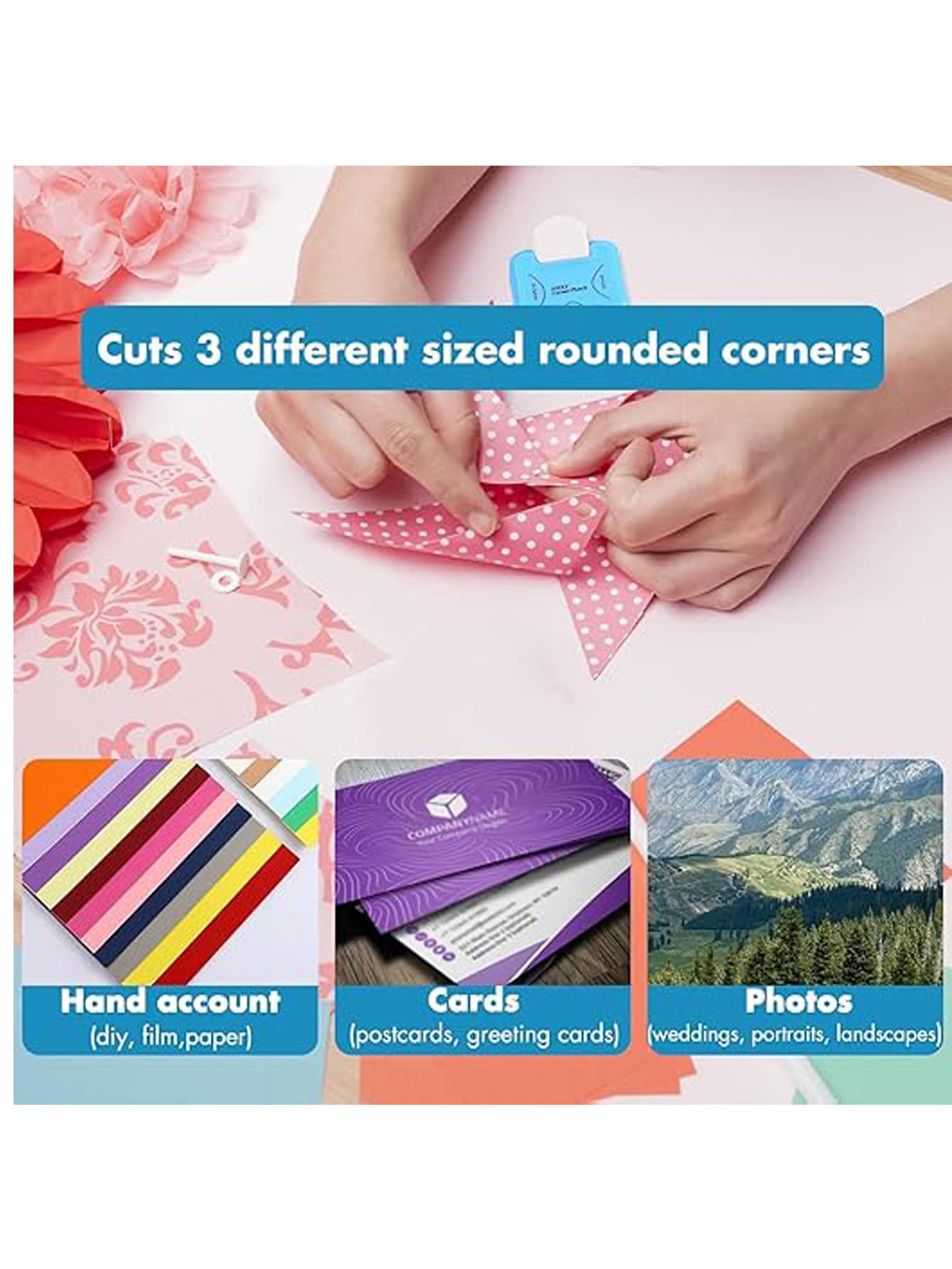 Manual Round Corner Punch Heavy Duty Cutter DIY Paper Cutter Suitable For R4/R7/R10mm Dies Suitable For Planner And Scrapbook Supplies DIY Business Card Printing Scrapbook Planner Business Card