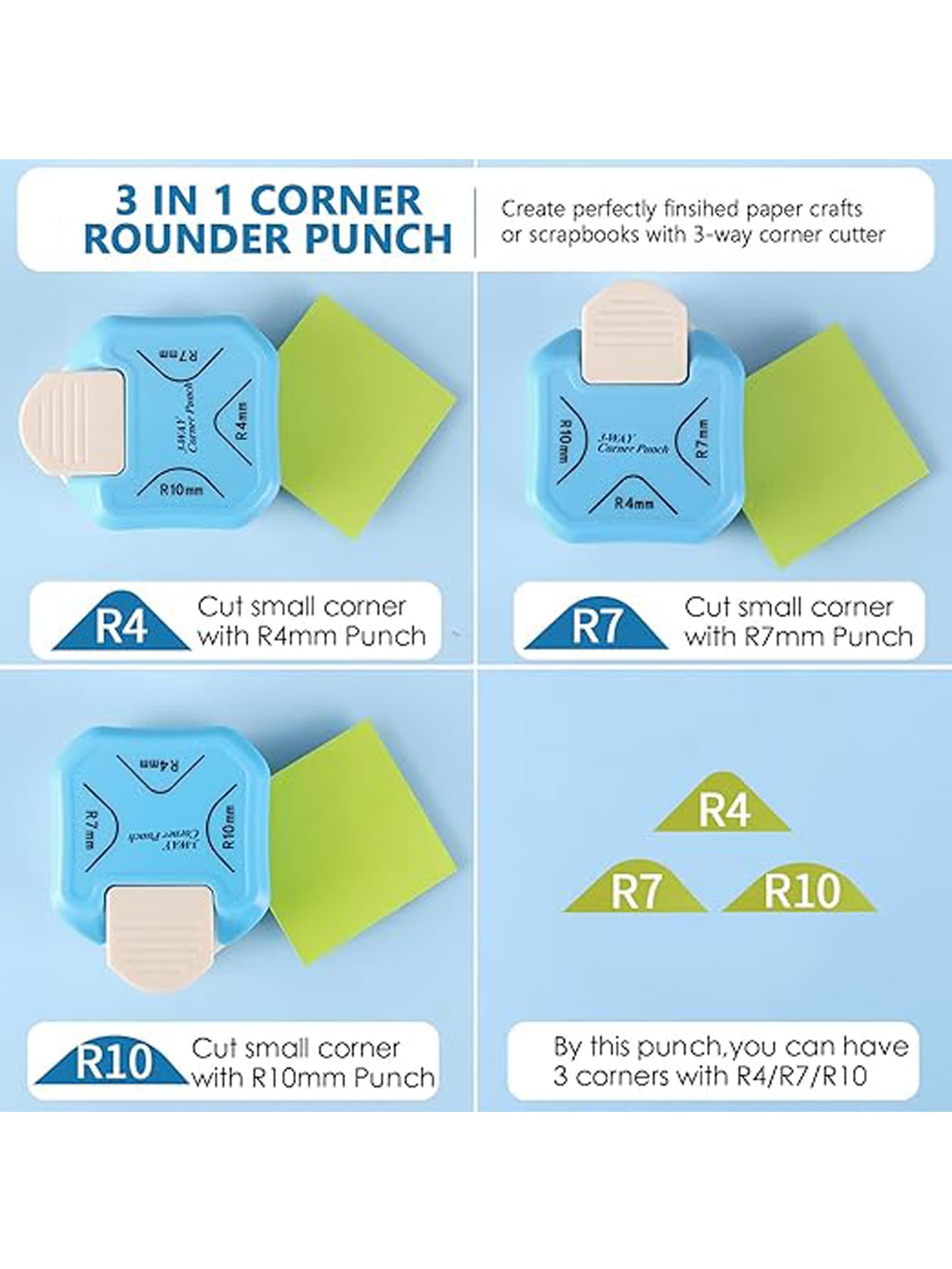 Manual Round Corner Punch Heavy Duty Cutter DIY Paper Cutter Suitable For R4/R7/R10mm Dies Suitable For Planner And Scrapbook Supplies DIY Business Card Printing Scrapbook Planner Business Card