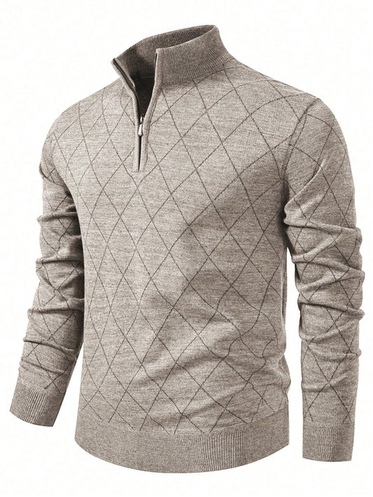 Marcello Vane Men's Lightweight Half-Zip Knit Sweater, Long Sleeve Pullover, Fall/Winter