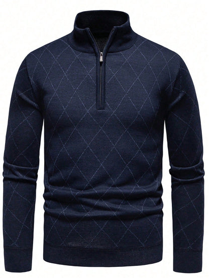 Marcello Vane Men's Lightweight Half-Zip Knit Sweater, Long Sleeve Pullover, Fall/Winter