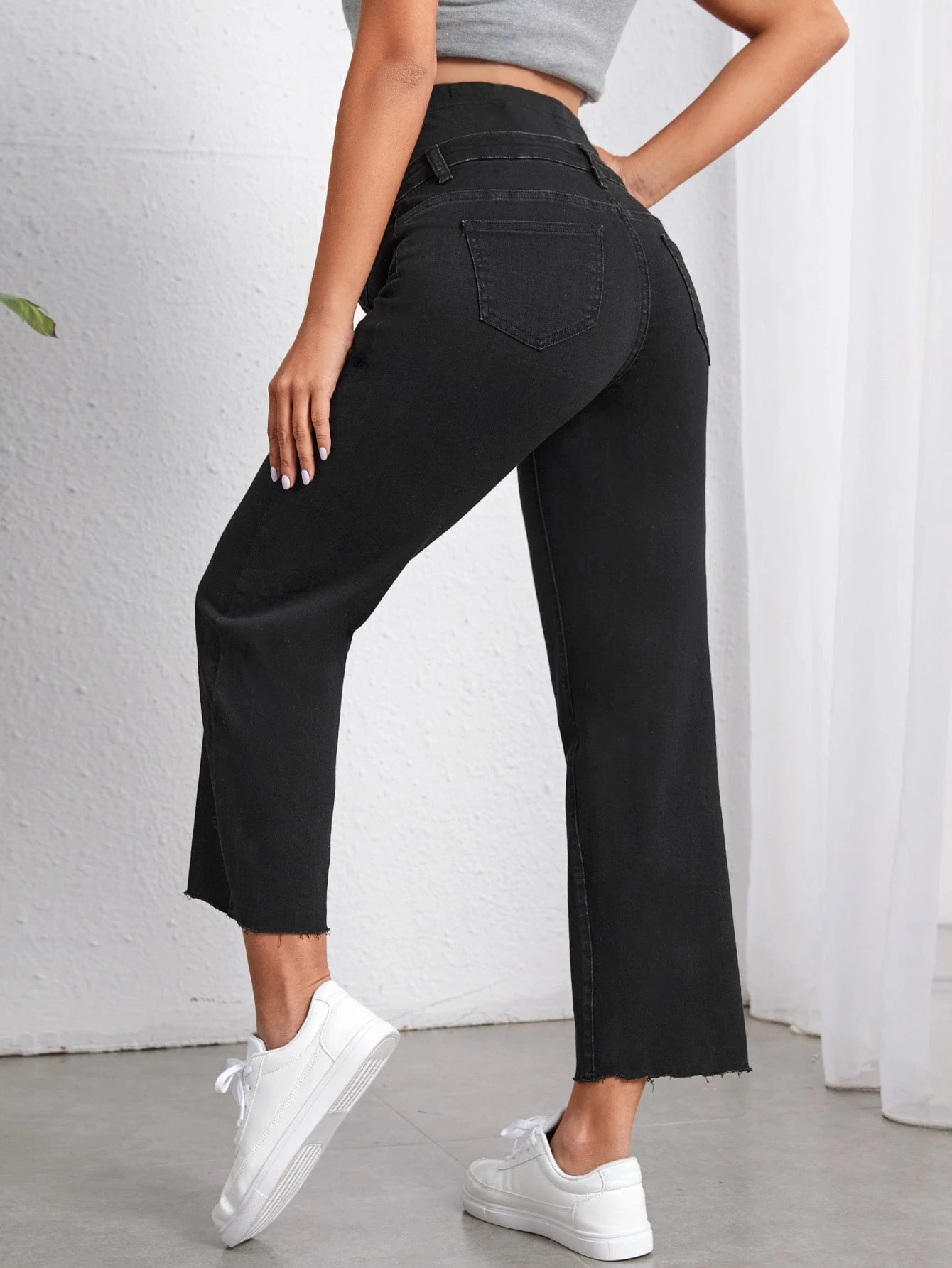 Maternity Wideband Waist Raw Hem Jeans