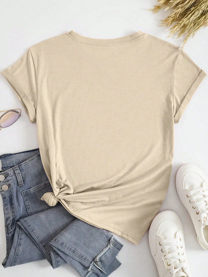 Maweii Plus Size Summer Casual Letter Graphic Tee Graphic Tees Women Tops