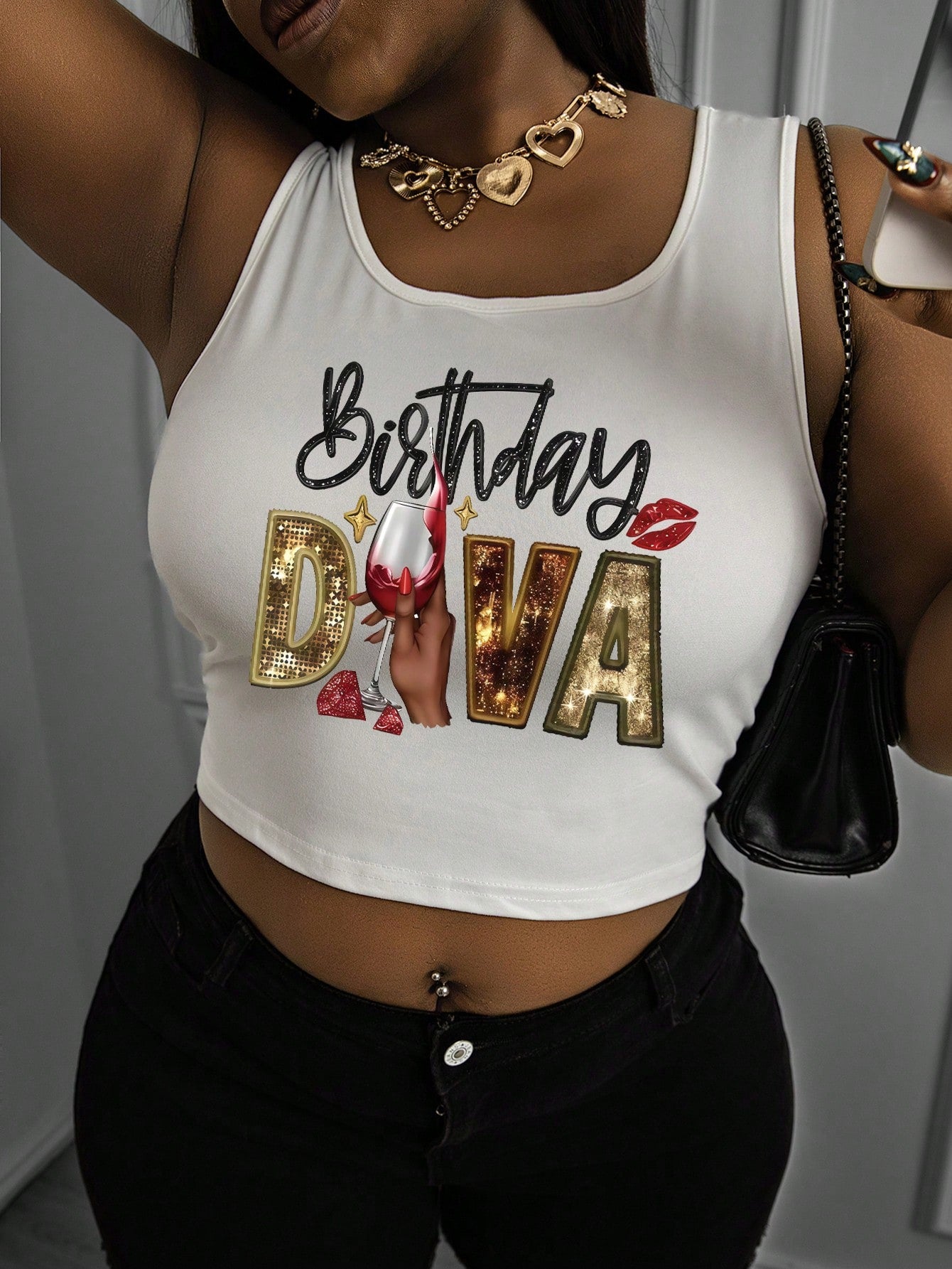Maweii Plus Size Women's Fashionable Printed Casual Tank Top, 'Birthday AEVA' Graphic Tees Women Tops Summer