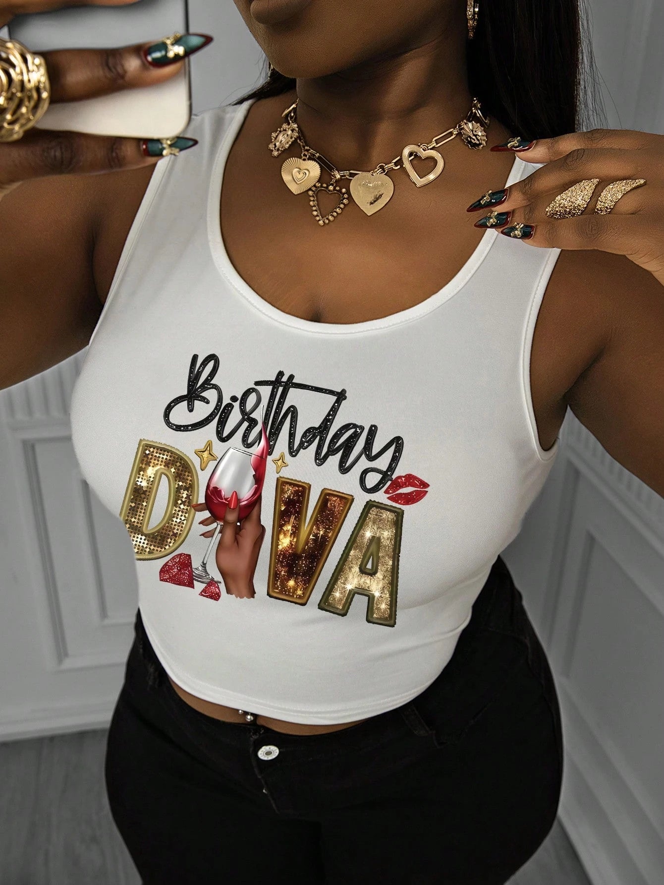 Maweii Plus Size Women's Fashionable Printed Casual Tank Top, 'Birthday AEVA' Graphic Tees Women Tops Summer