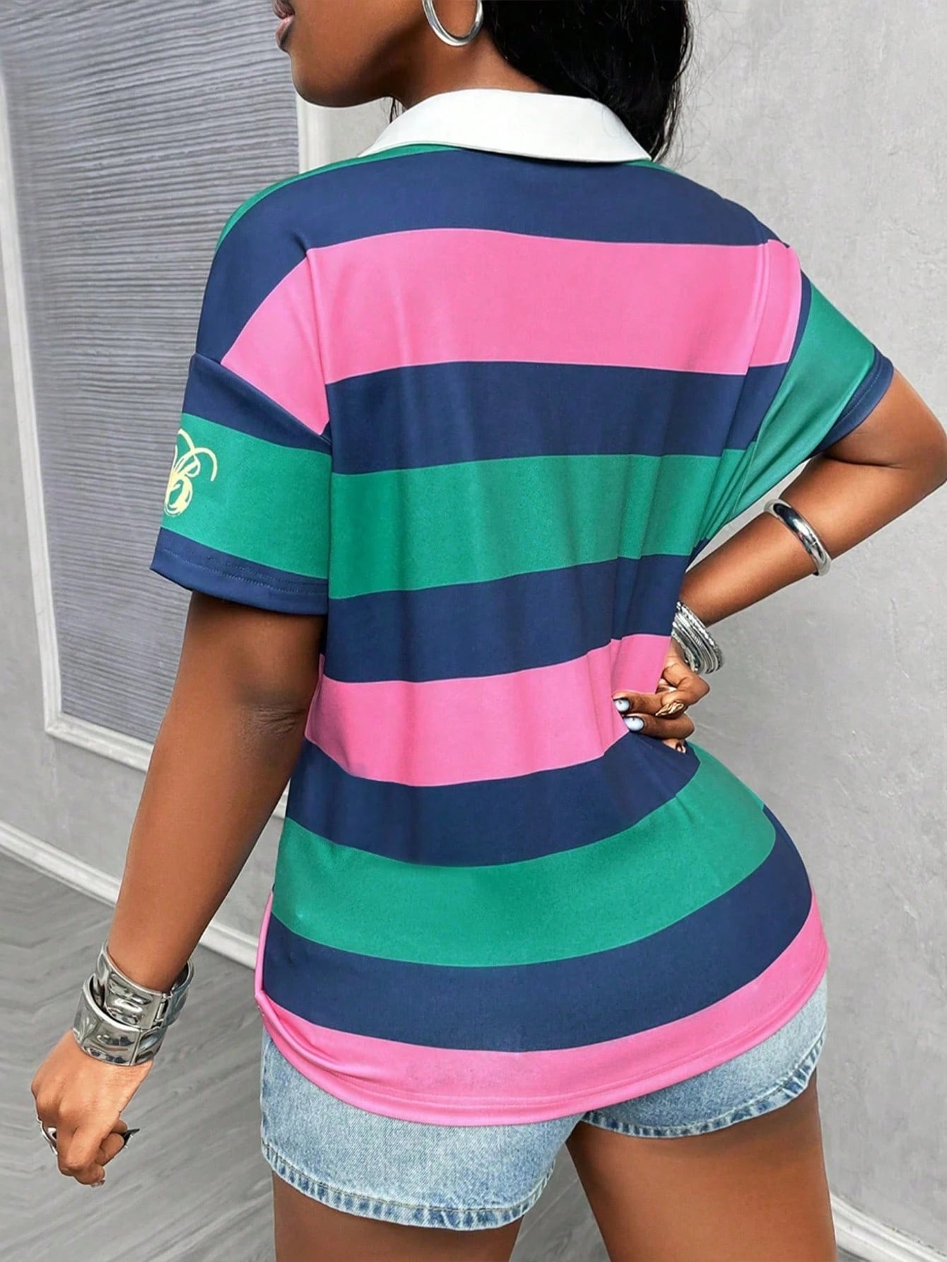 Maweii Women's Plus Size New Collection: Sweet And Cool For Leisure Travel. Minimalist Casual Collar, Short-Sleeve T-Shirt.