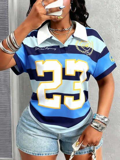 Maweii Women's Plus Size New Collection: Sweet And Cool For Leisure Travel. Minimalist Casual Collar, Short-Sleeve T-Shirt.