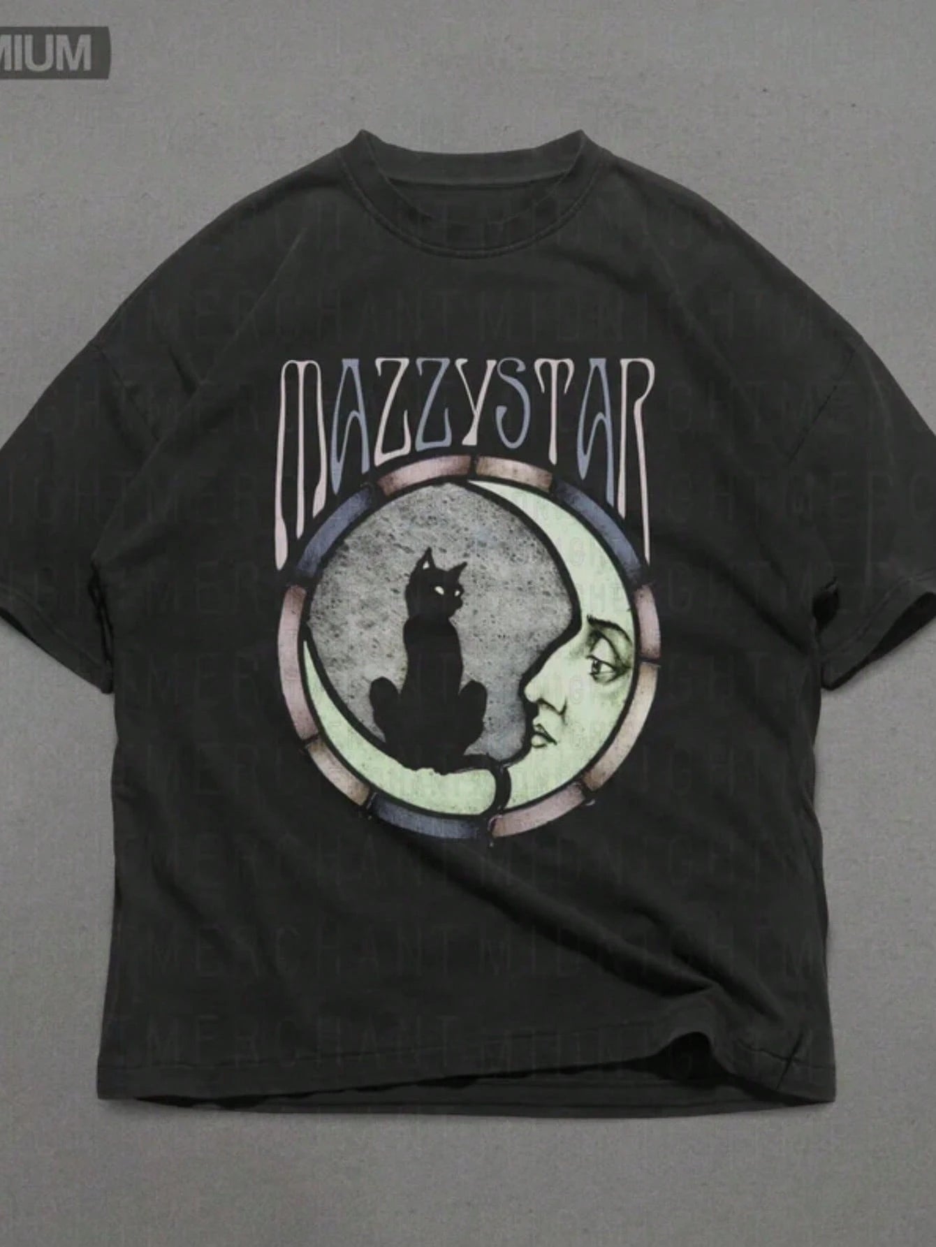 "MAZZY STAR Cat Moon Pattern T-Shirt"