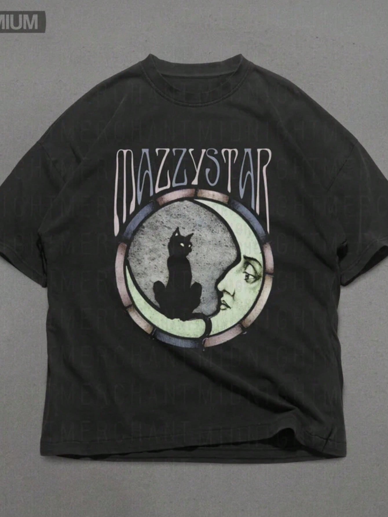 "MAZZY STAR Cat Moon Pattern T-Shirt"