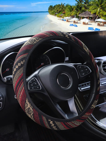 MEIKAXIU Geometric Pattern Breathable Car Steering Wheel Cover