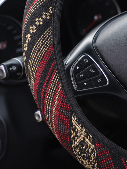 MEIKAXIU Geometric Pattern Breathable Car Steering Wheel Cover