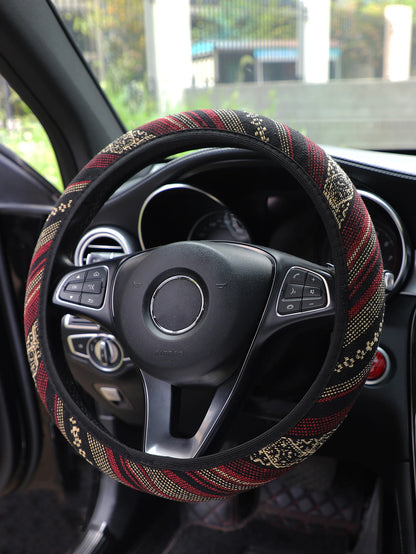 MEIKAXIU Geometric Pattern Breathable Car Steering Wheel Cover