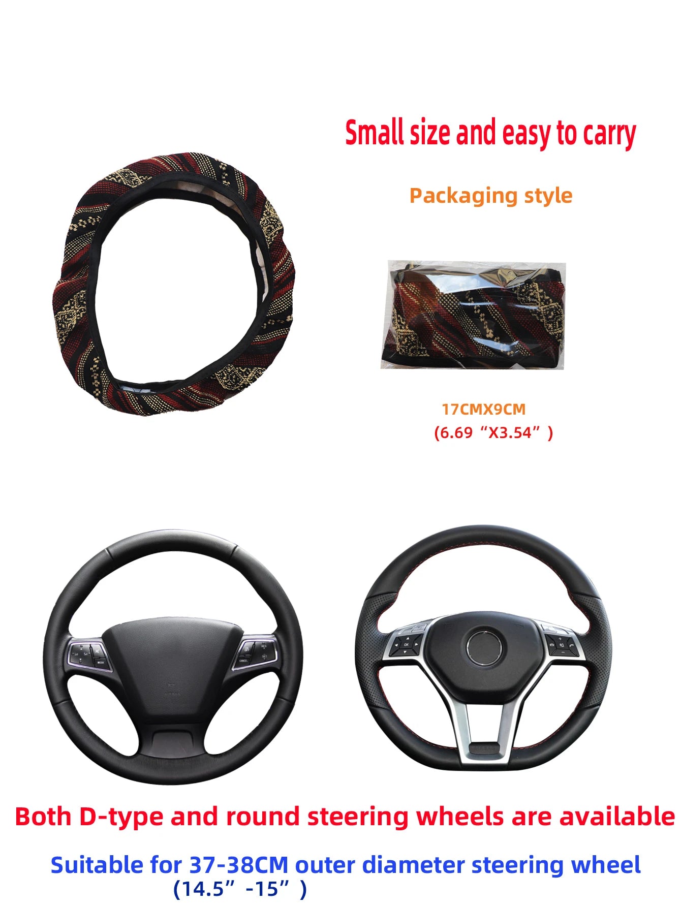 MEIKAXIU Geometric Pattern Breathable Car Steering Wheel Cover