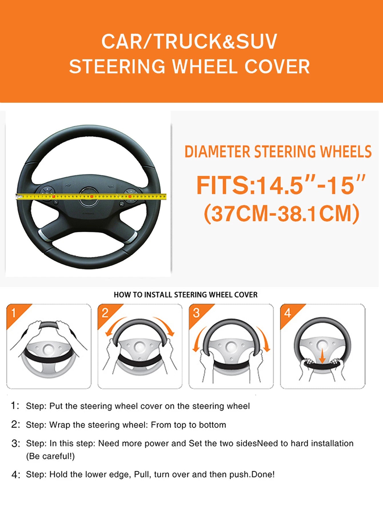 MEIKAXIU Geometric Pattern Breathable Car Steering Wheel Cover