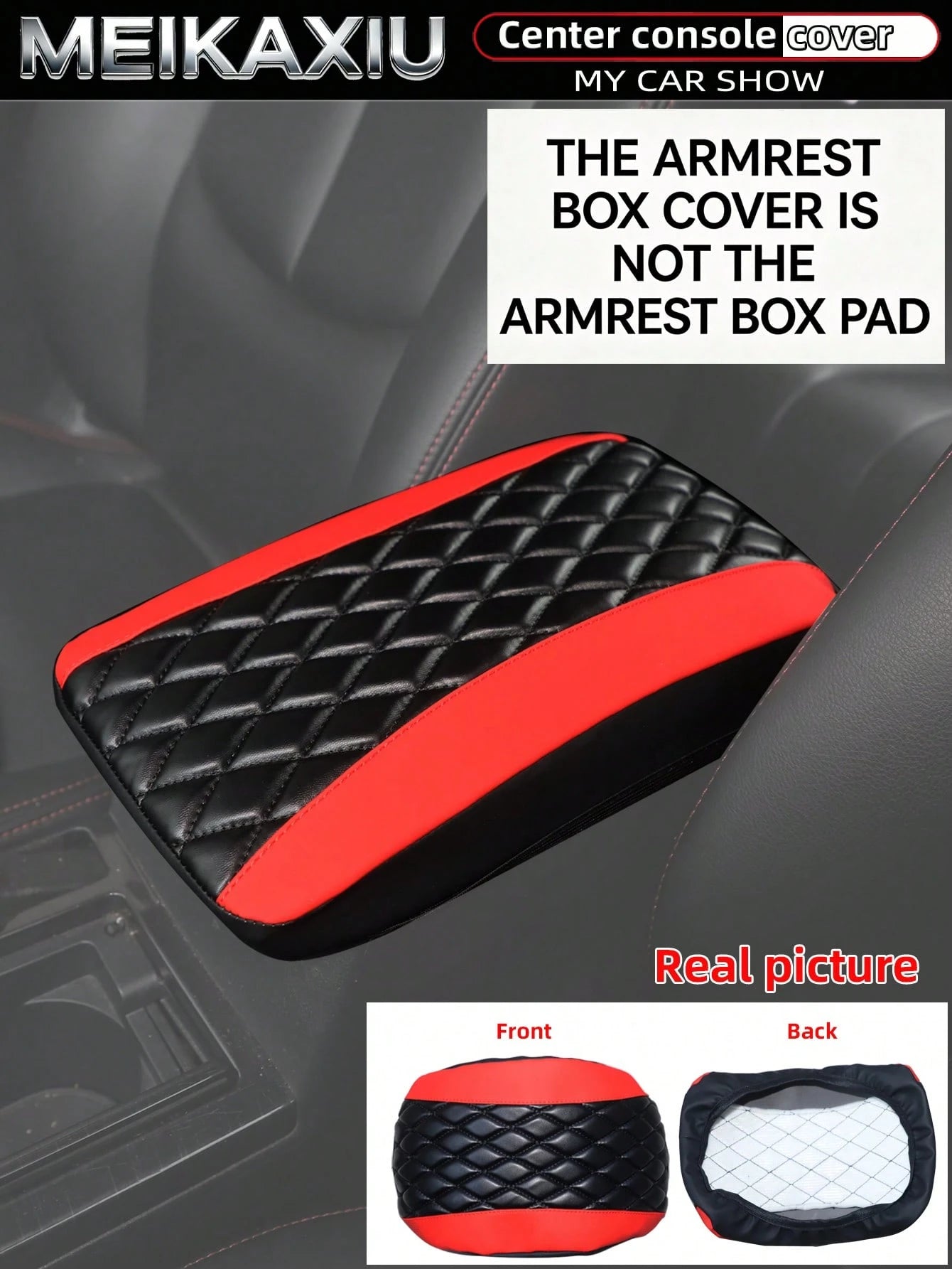 MEIKAXIU PU Leather 3D Embroidered Car Armrest Box Cover 32x19CM Size Dedicated Armrest Box Protector Car Interior Accessories For Women