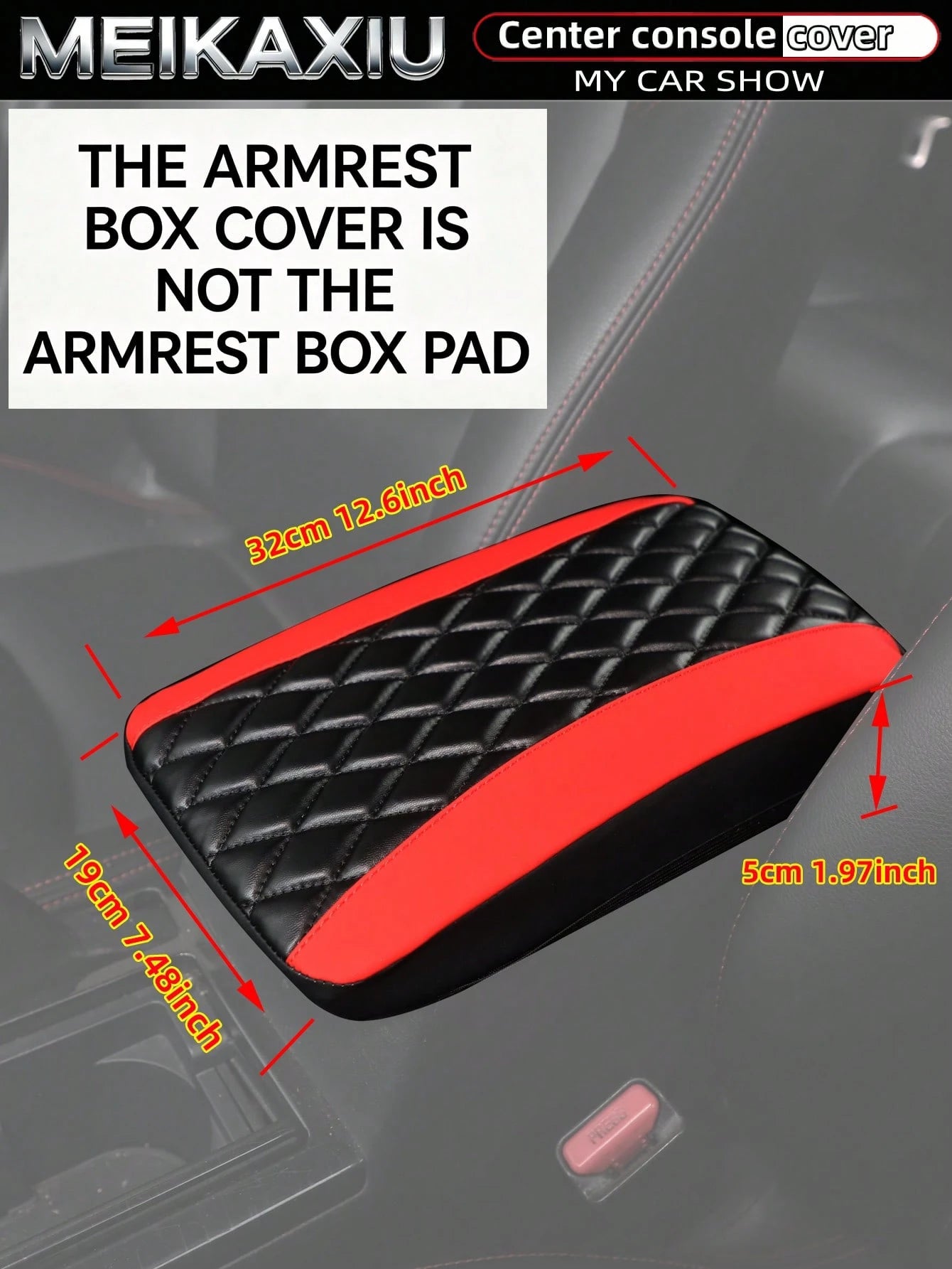 MEIKAXIU PU Leather 3D Embroidered Car Armrest Box Cover 32x19CM Size Dedicated Armrest Box Protector Car Interior Accessories For Women