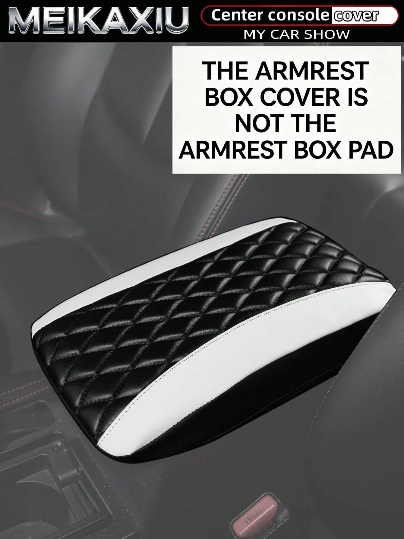 MEIKAXIU PU Leather 3D Embroidered Car Armrest Box Cover 32x19CM Size Dedicated Armrest Box Protector Car Interior Accessories For Women
