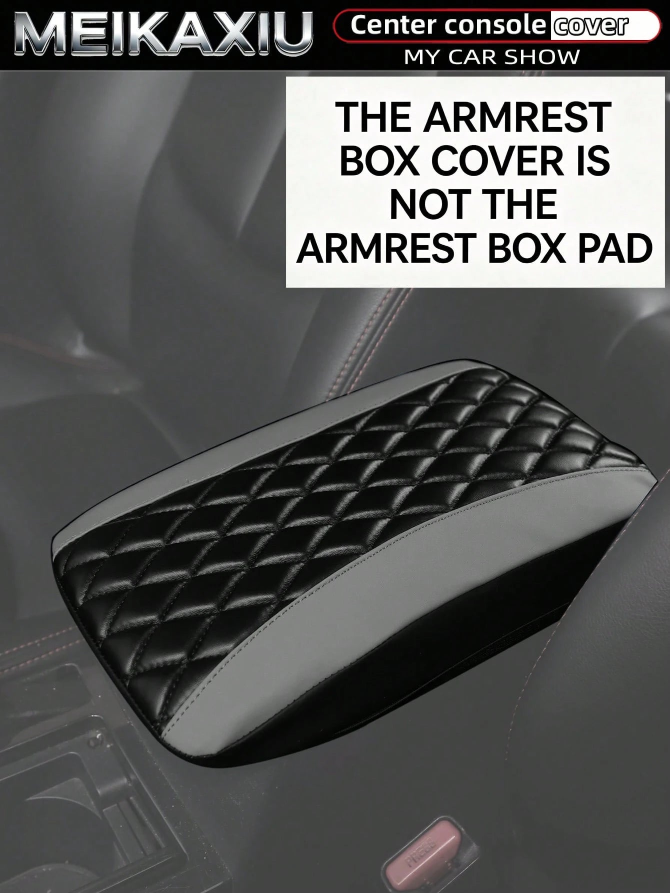 MEIKAXIU PU Leather 3D Embroidered Car Armrest Box Cover 32x19CM Size Dedicated Armrest Box Protector Car Interior Accessories For Women