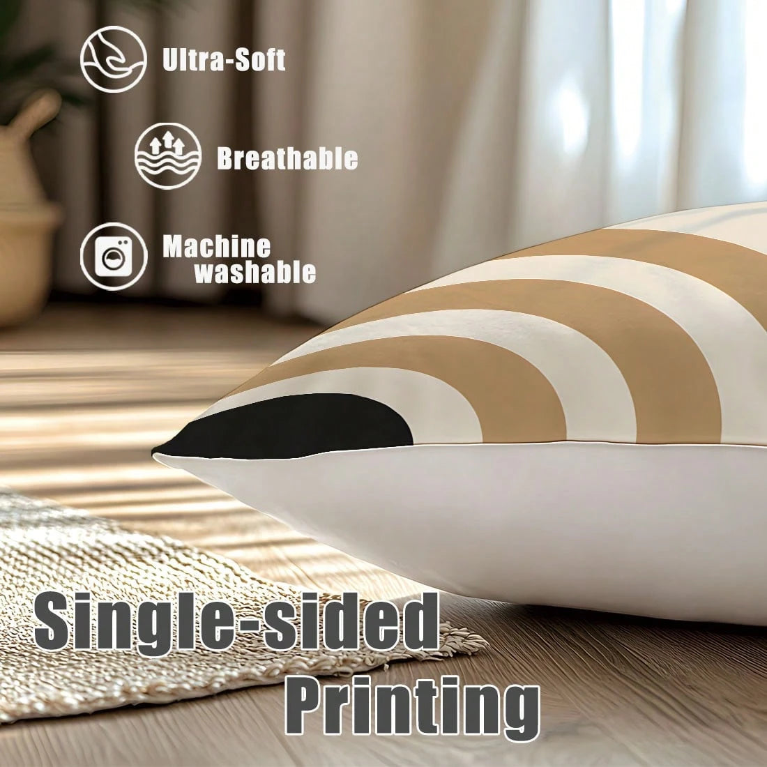 MEMNUN 4pcs Milk Tea Gold Turtle Back Leaf Semi-Circle Ring Tropical Plant Print Pattern Pillow Covers [Pillow Insert Not Included] 40*40cm/45*45cm/50*50cm [Single-Sided Printing] Made Of Polyester Ma