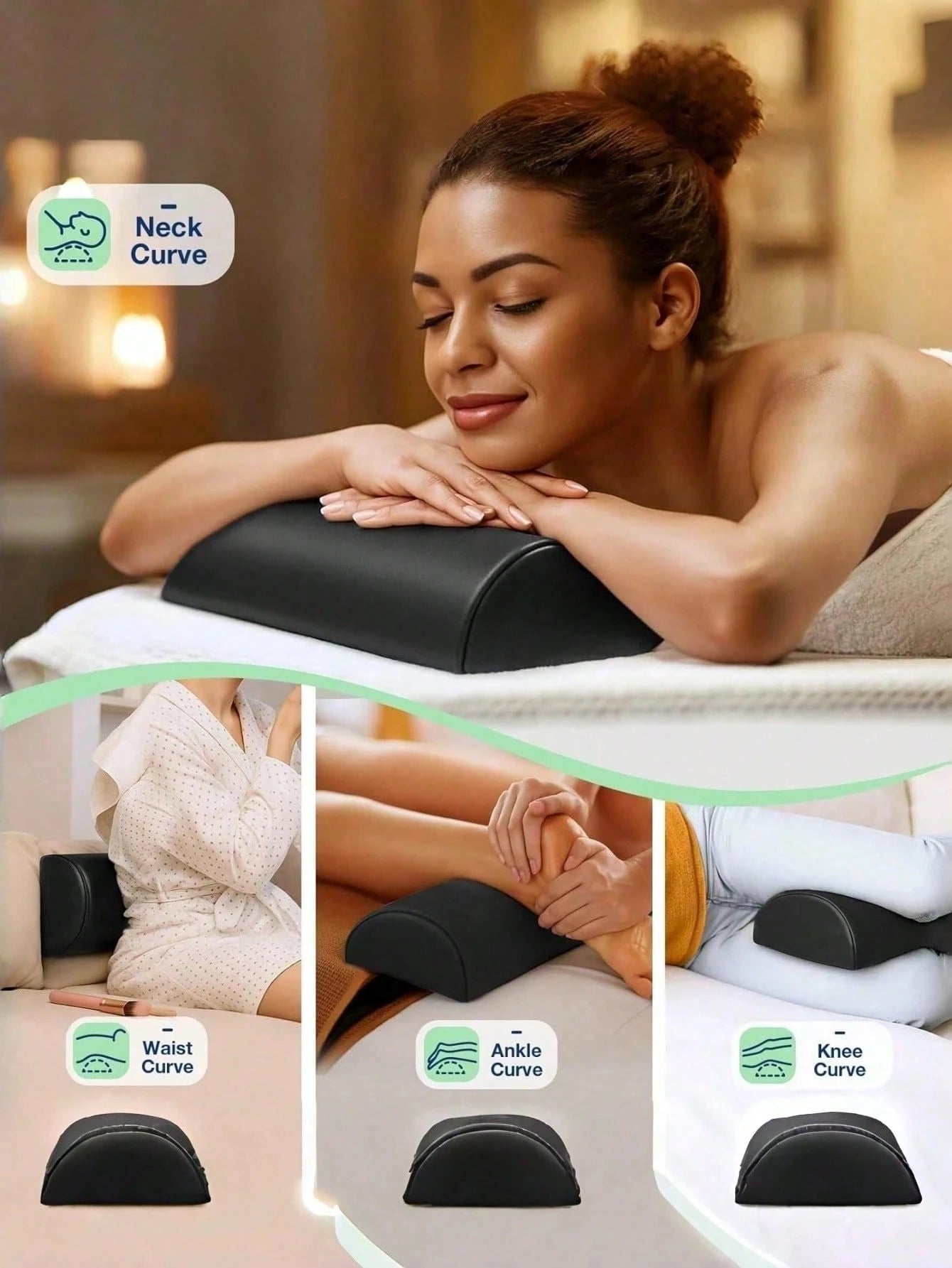 Memory Foam Crescent-Shaped Leg Support Pillow And Ergonomic Neck Cushion, Orthopedic Side-Sleeping Leg Elevation Pillow With Removable Washable Cover, Relieves Body Pressure, Suitable For Home Rest