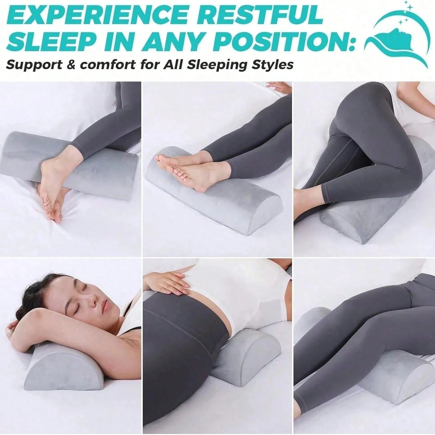 Memory Foam Crescent-Shaped Leg Support Pillow And Ergonomic Neck Cushion, Orthopedic Side-Sleeping Leg Elevation Pillow With Removable Washable Cover, Relieves Body Pressure, Suitable For Home Rest