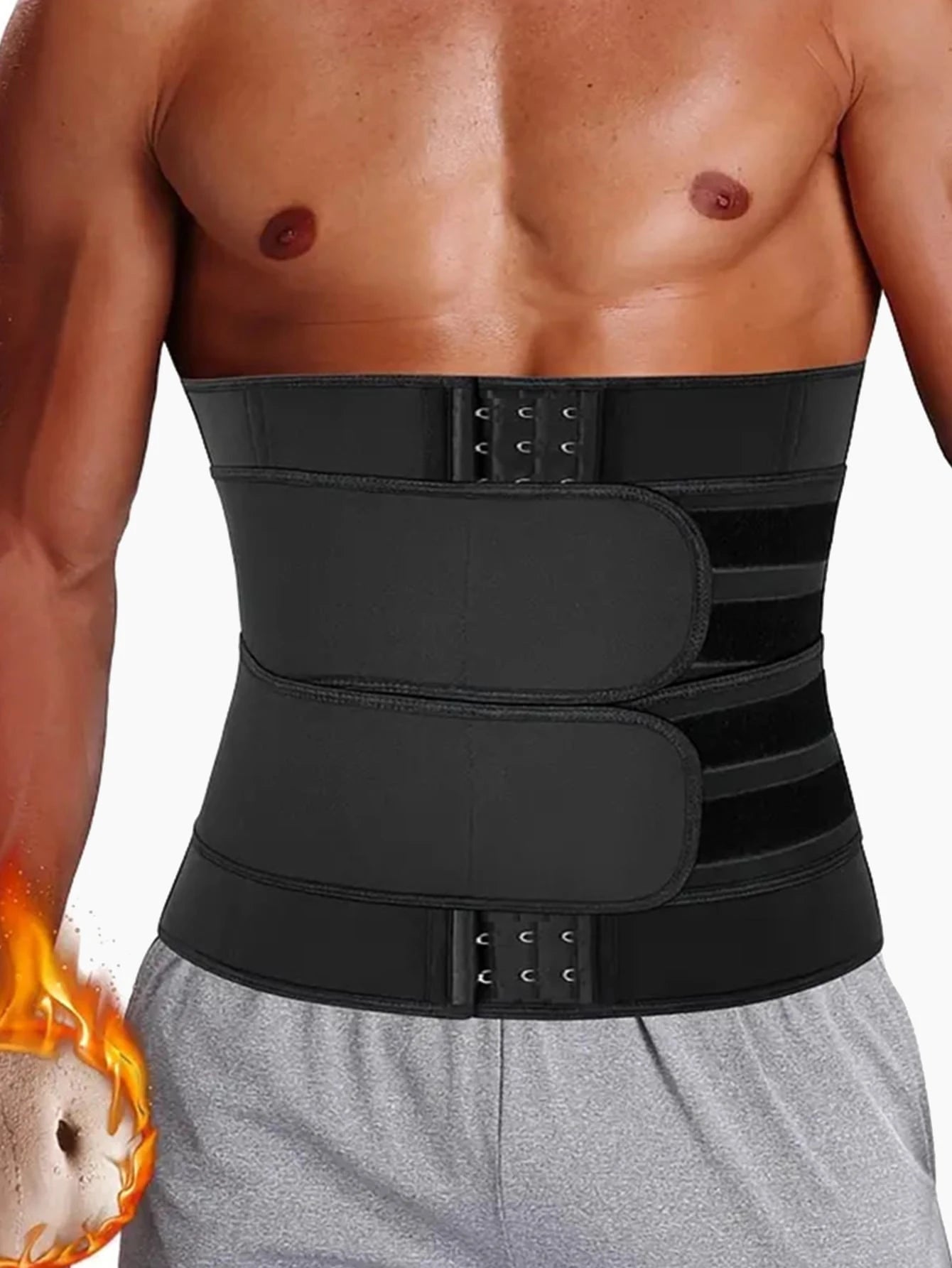 Men Breathable High Elasticity Waist Trainer Belt Sporty Compression For Posture Support Tummy Control Adjustable Moisture Wicking Gym Casual Wear
