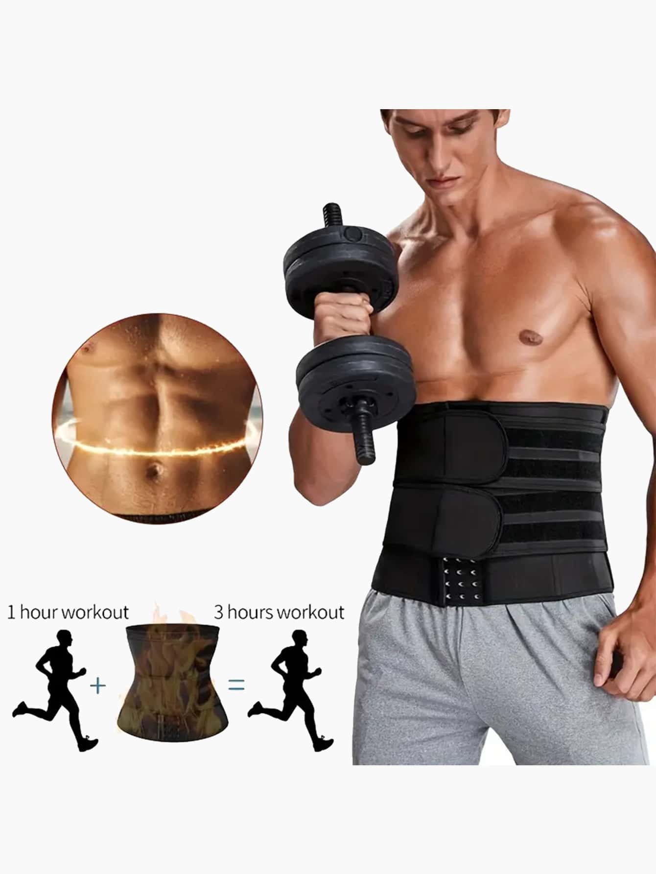 Men Breathable High Elasticity Waist Trainer Belt Sporty Compression For Posture Support Tummy Control Adjustable Moisture Wicking Gym Casual Wear