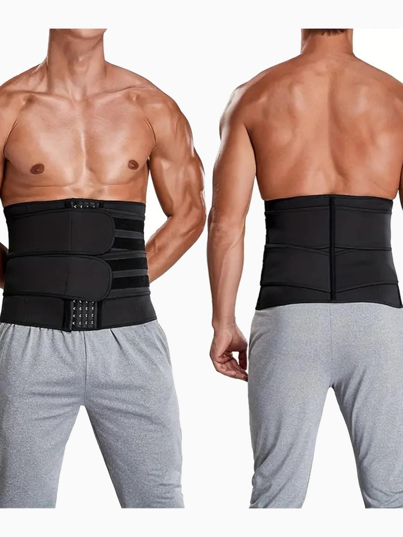 Men Breathable High Elasticity Waist Trainer Belt Sporty Compression For Posture Support Tummy Control Adjustable Moisture Wicking Gym Casual Wear