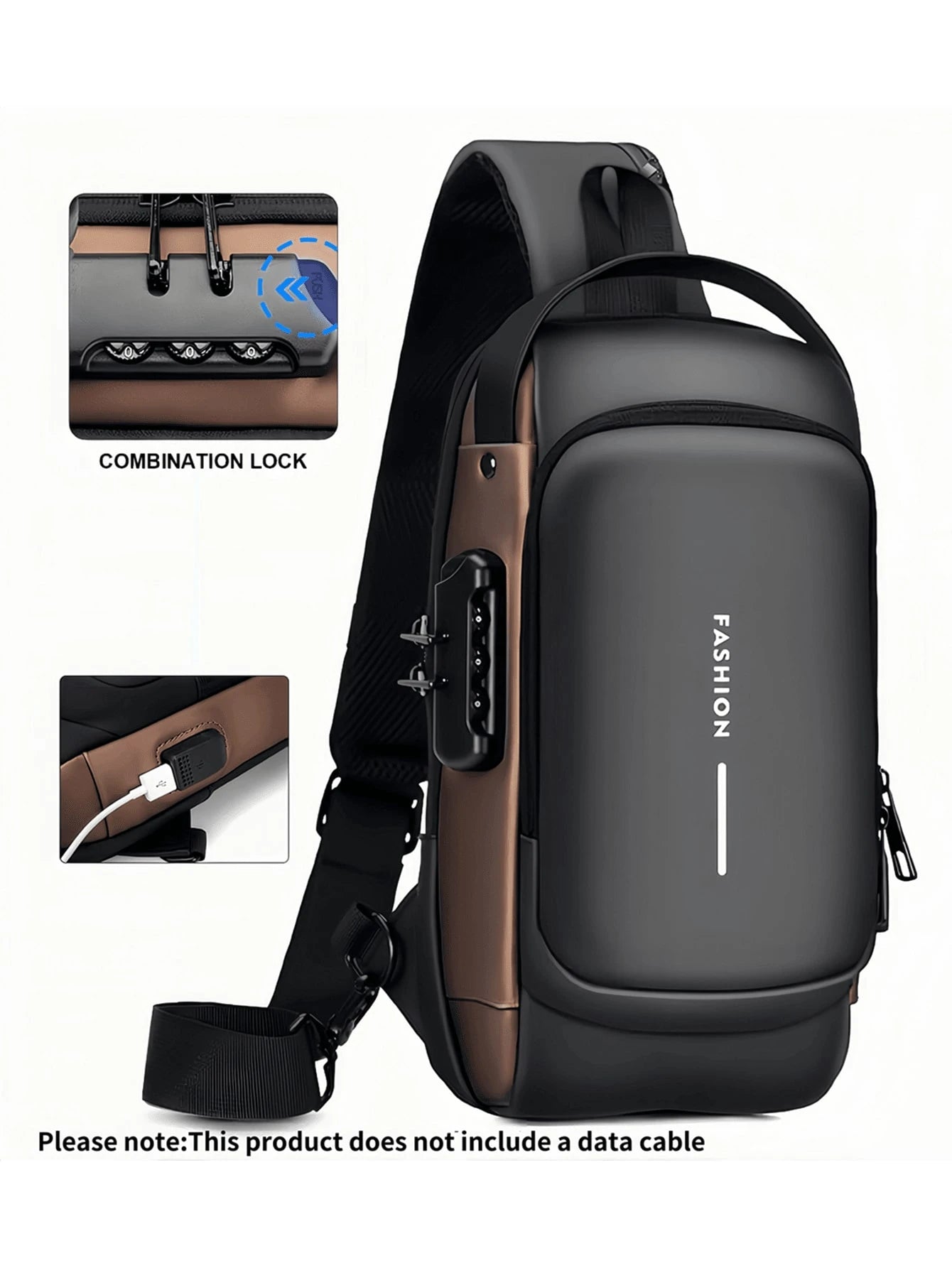 Men Oxford Texture Sling Chest Bag With Password Lock- Fashion Motorcycle Cross Body Bag With Phone Pocket,Y2k