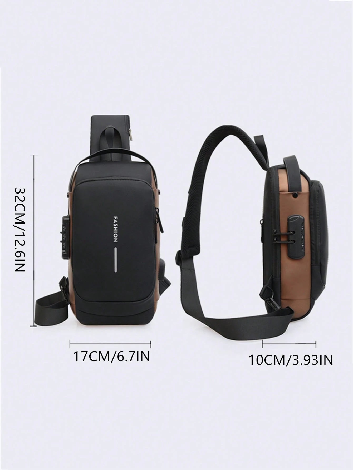 Men Oxford Texture Sling Chest Bag With Password Lock- Fashion Motorcycle Cross Body Bag With Phone Pocket,Y2k