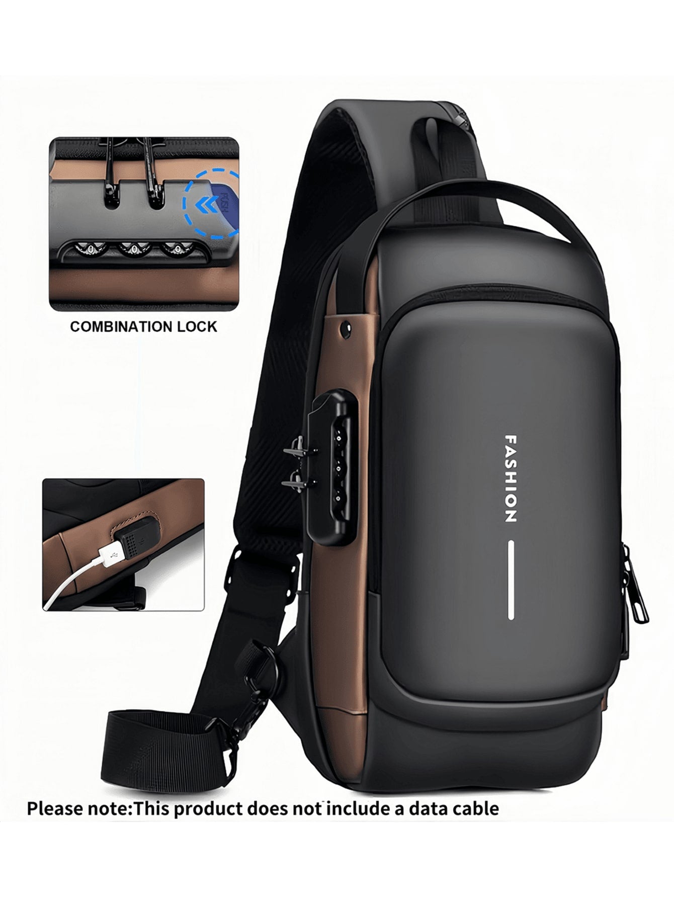 Men Oxford Texture Sling Chest Bag With Password Lock- Fashion Motorcycle Cross Body Bag With Phone Pocket,Y2k