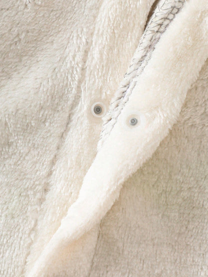 Men's And Women's Baby Autumn/Winter Fluffy Cartoon Penguin Embroidered Hooded Long Sleeve Baby Bodysuit