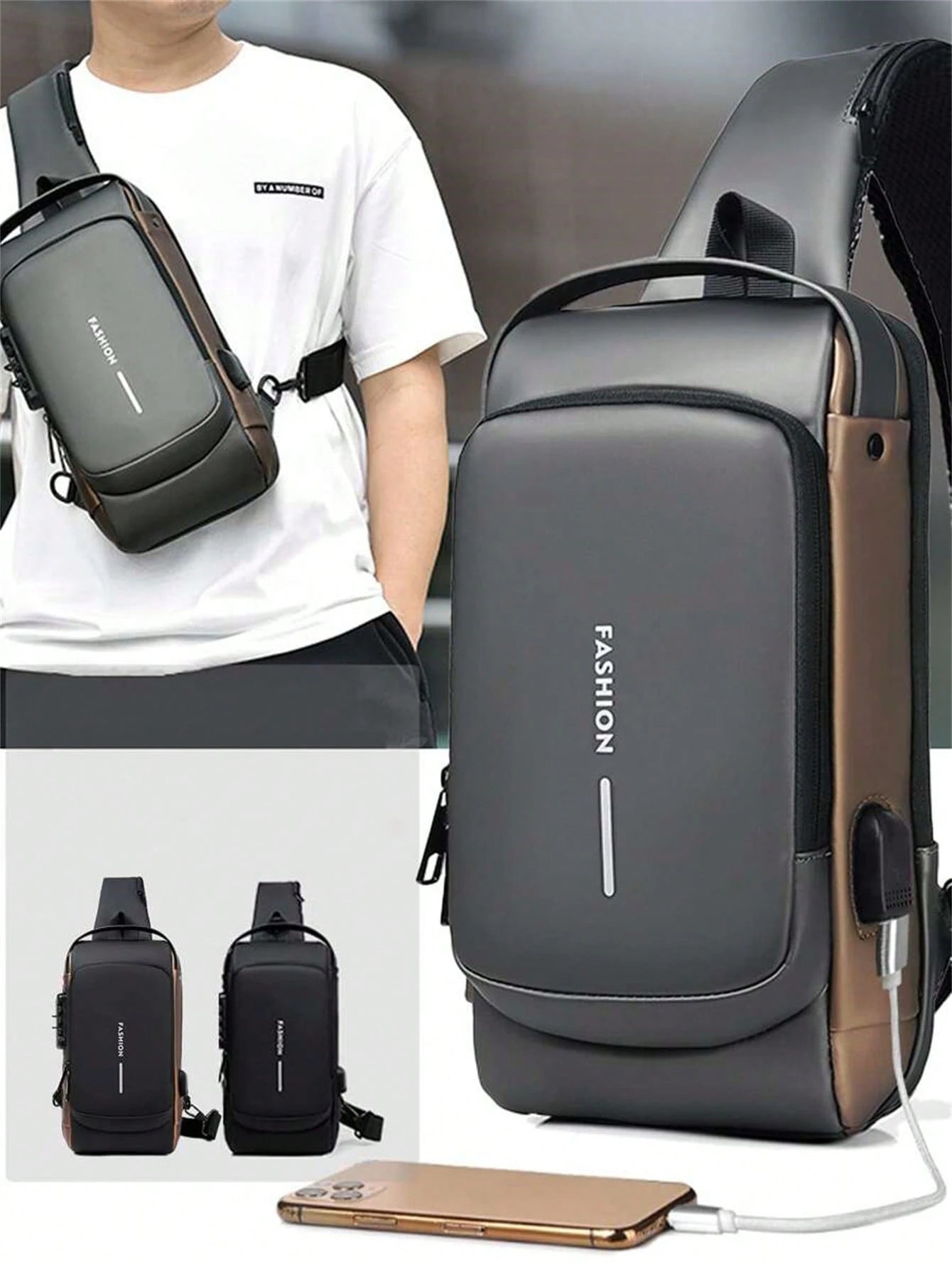 Men's Bags Shoulder Messenger Bag Multifunctional Sports Diagonal Hanging Chest Backpack USB College Bag Summer Fall Christmas Scream Men Bag Belt Bag Travel Bag Sling Bag Winter Christmas Gifts Bum B