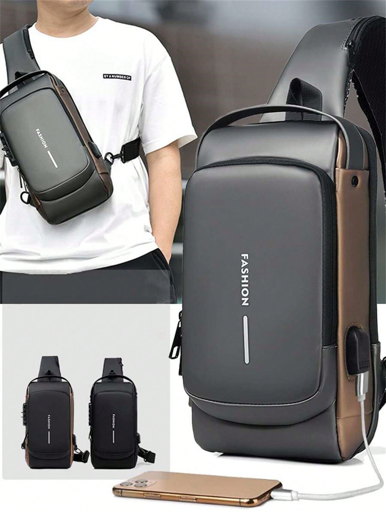 Men's Bags Shoulder Messenger Bag Multifunctional Sports Diagonal Hanging Chest Backpack USB College Bag Summer Fall Christmas Scream Men Bag Belt Bag Travel Bag Sling Bag Winter Christmas Gifts Bum B