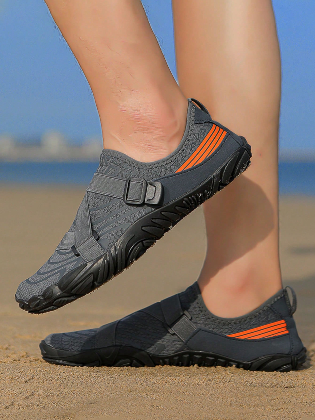 Men's Grey Water Shoes For Swimming, Beach, Pool, Surfing, Diving, And Walking, Quick-Dry And Barefoot Design