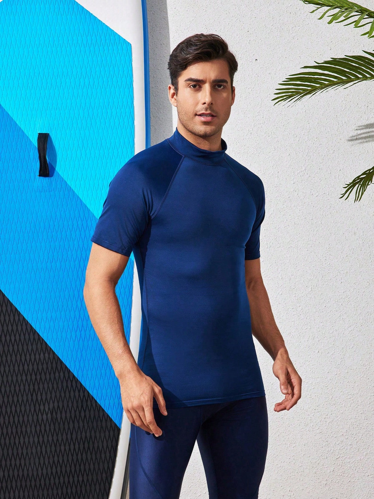 Men's High Elasticity Quick-Dry Durable Smooth Skin-Friendly Short Sleeve Swimsuit, Compression Shirt Surfing Wear, Swimsuit Top Sports