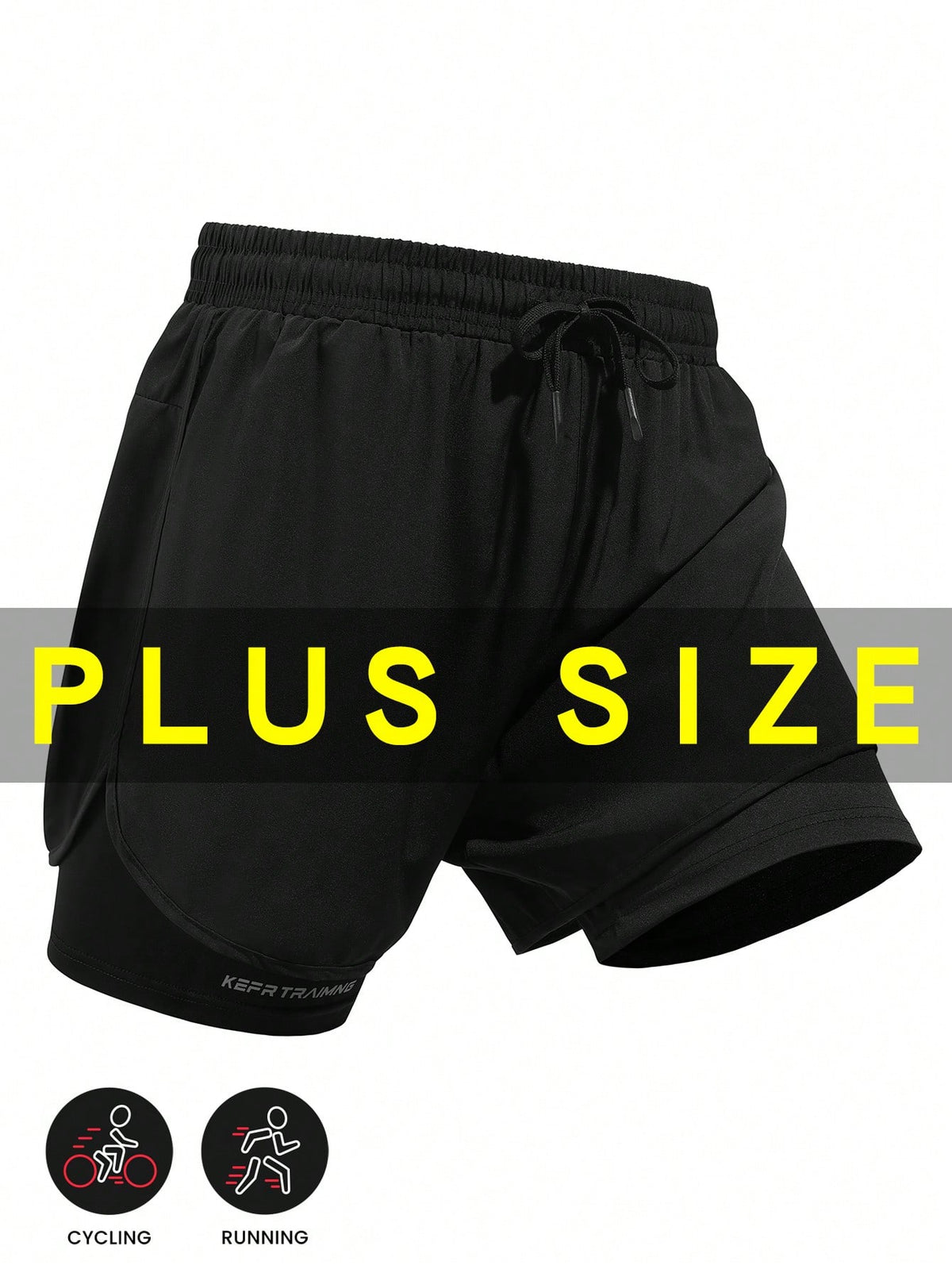 Men's Plus Size Fitness Exercise Vacation 2-In-1 Shorts, Thin Outdoor Running Marathon Training Gym Sports