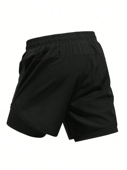 Men's Plus Size Fitness Exercise Vacation 2-In-1 Shorts, Thin Outdoor Running Marathon Training Gym Sports