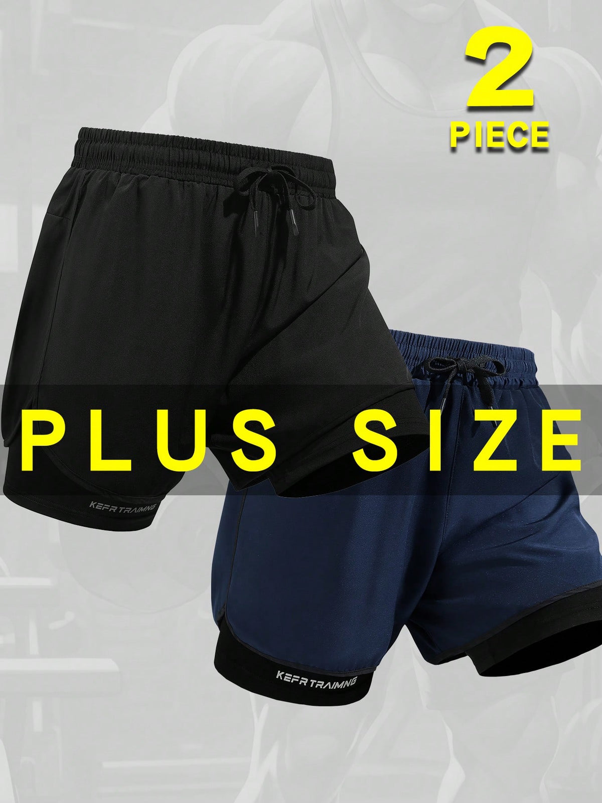 Men's Plus Size Fitness Exercise Vacation 2-In-1 Shorts, Thin Outdoor Running Marathon Training Gym Sports