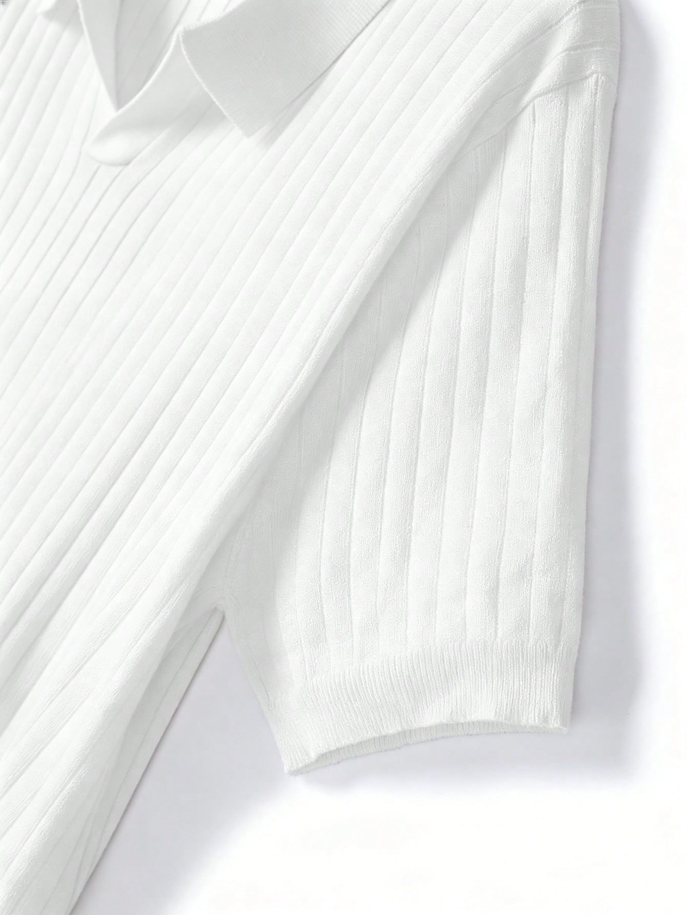 Men's Ribbed Airplane Collar Polo Knit Shirt, Short Sleeve, Summer Fashion, Smart Casual