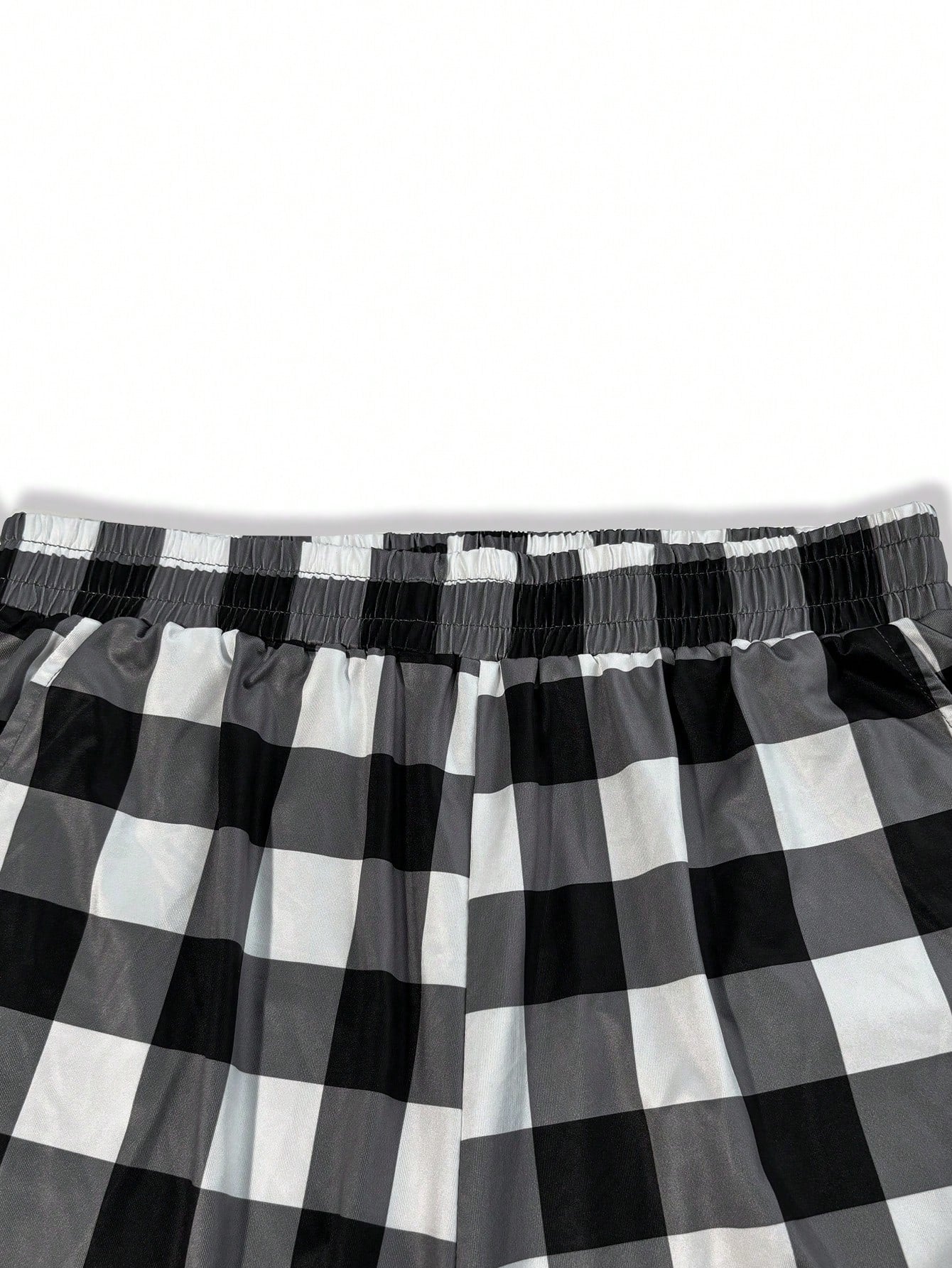 Men's Summer Disney Mickey Mouse 9-Grid Print Loungewear Set, Casual T-Shirt And Plaid Shorts 2 Pieces Set