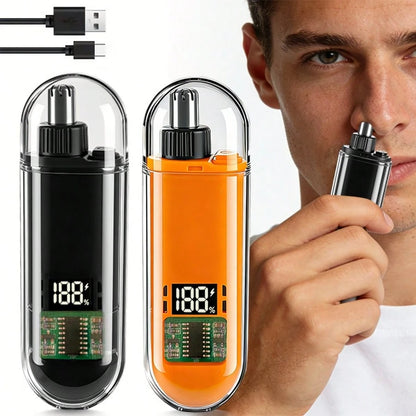 Men's USB Rechargeable Nose Hair Trimmer- Compact Portable Digital Display Design, Suitable For Home Or Business Travel, Battery Capacity 220mAh