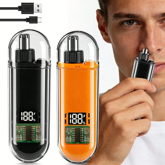 Men's USB Rechargeable Nose Hair Trimmer- Compact Portable Digital Display Design, Suitable For Home Or Business Travel, Battery Capacity 220mAh