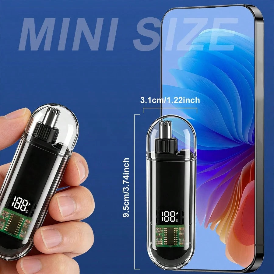Men's USB Rechargeable Nose Hair Trimmer- Compact Portable Digital Display Design, Suitable For Home Or Business Travel, Battery Capacity 220mAh